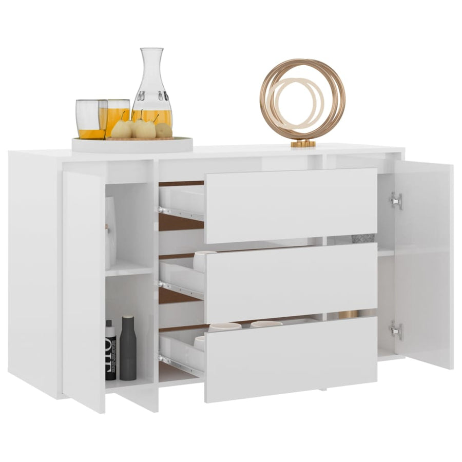 Sideboard with 3 Drawers High Gloss White 120x41x75 cm