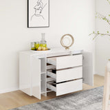 Sideboard with 3 Drawers High Gloss White 120x41x75 cm Engineered Wood - Top-Down View