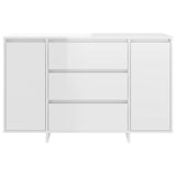 Sideboard with 3 Drawers High Gloss White 120x41x75 cm Engineered Wood - 45-Degree Angle
