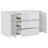 Sideboard with 3 Drawers High Gloss White 120x41x75 cm Engineered Wood - Close-Up Angle