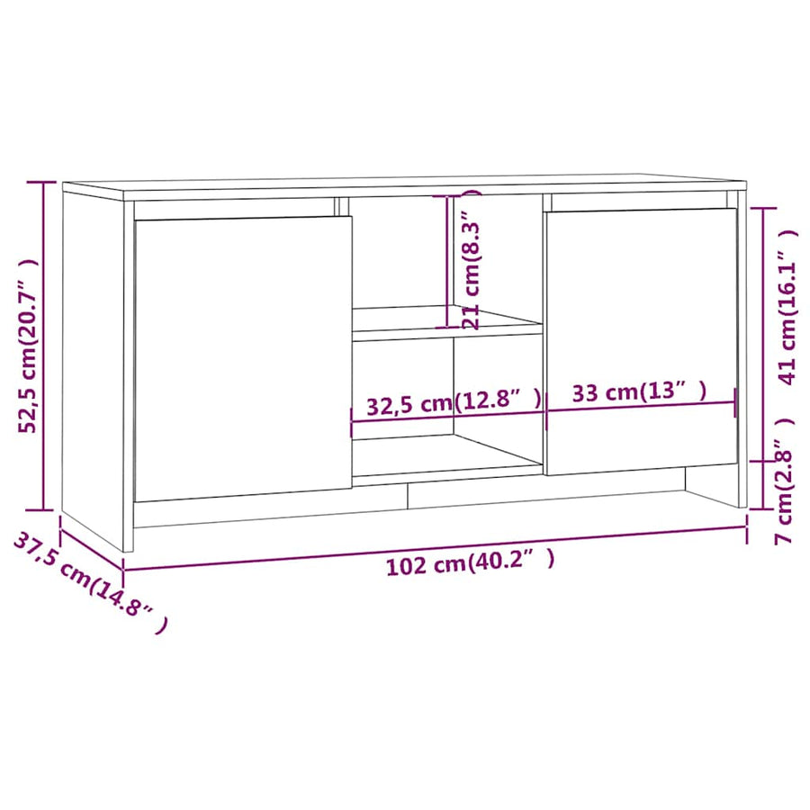 TV Cabinet Black 102x37.5x52.5 cm Engineered Wood