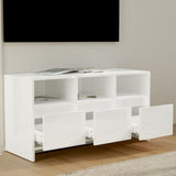 TV Cabinet High Gloss White 102x37.5x52.5 cm Engineered Wood - Side View