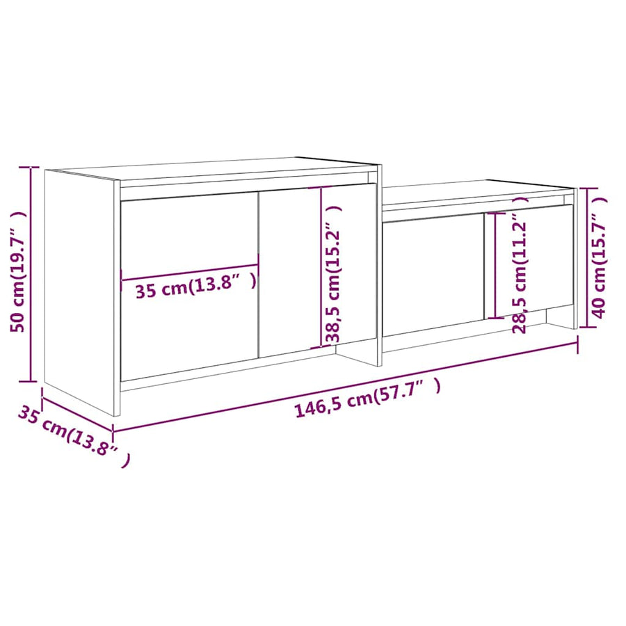 TV Cabinet White 146.5x35x50 cm Engineered Wood