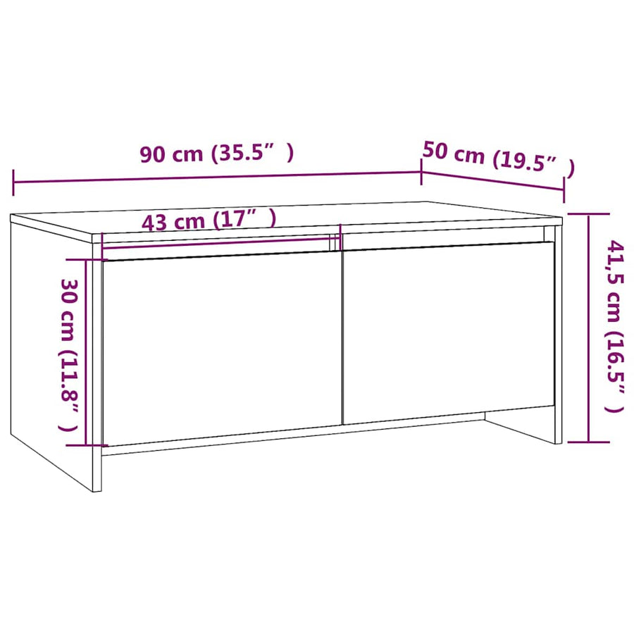 Coffee Table Black 90x50x41.5 cm Engineered Wood