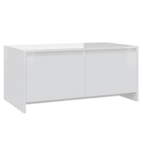 Coffee Table High Gloss White 90x50x41.5 cm Engineered Wood - Front View