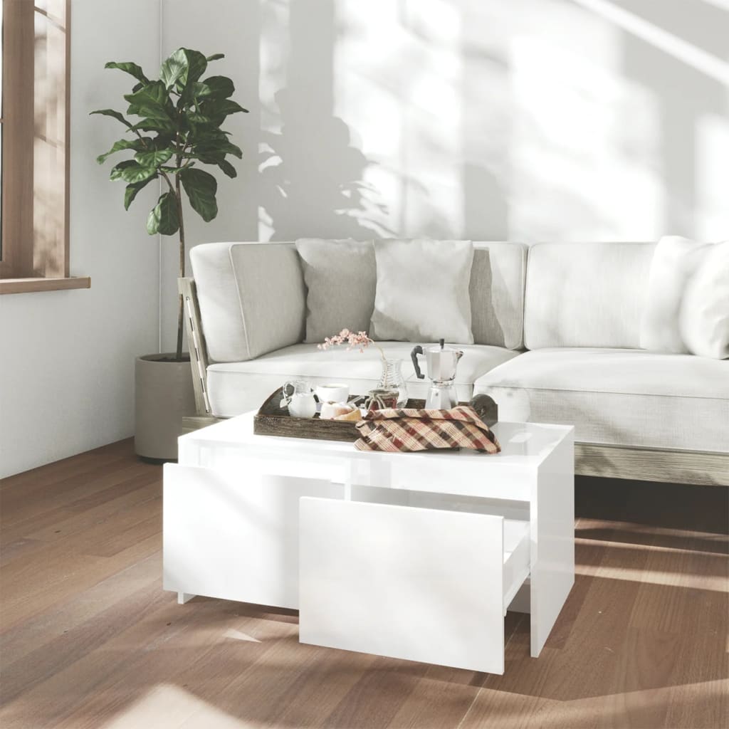 Coffee Table High Gloss White 90x50x41.5 cm Engineered Wood