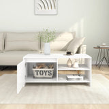 Coffee Table White 102x50x45 cm Engineered Wood - Side View