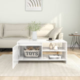 Coffee Table High Gloss White 102x50x45 cm Engineered Wood - Side View