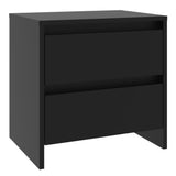 Bedside Cabinet Black 45x34.5x44.5 cm Engineered Wood - Front View