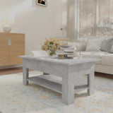 Coffee Table Concrete Grey 102x55x42 cm Engineered Wood - Side View