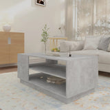 Coffee Table Concrete Grey 102x55x43 cm Engineered Wood - Side View