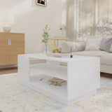 Coffee Table High Gloss White 102x55x43 cm Engineered Wood - Side View