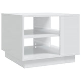 Coffee Table High Gloss White 55x55x43 cm Engineered Wood - Front View