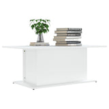Coffee Table White 102x55.5x40 cm Engineered Wood - Side View