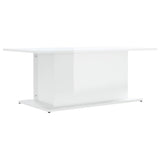 Coffee Table High Gloss White 102x55.5x40 cm Engineered Wood - Front View