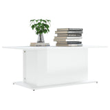 Coffee Table High Gloss White 102x55.5x40 cm Engineered Wood - Side View