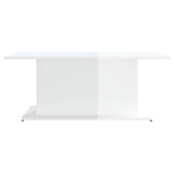 Coffee Table High Gloss White 102x55.5x40 cm Engineered Wood - 45-Degree Angle