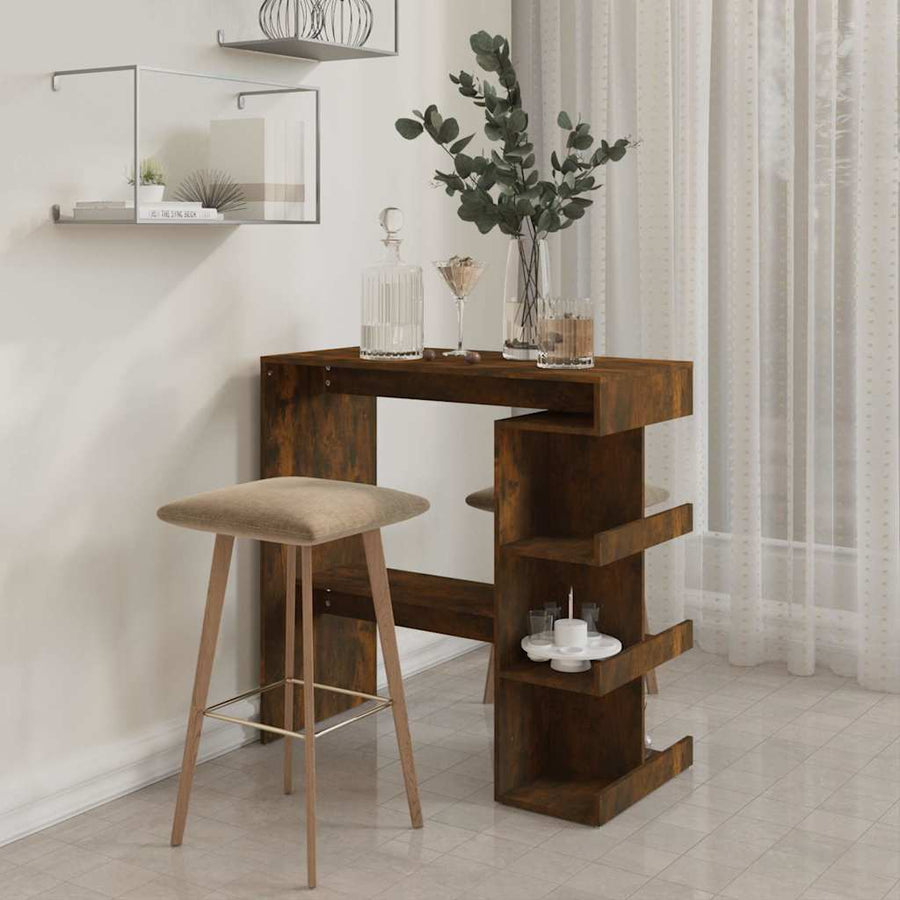 Bar Table with Storage Rack Smoked Oak 100x50x101.5cm