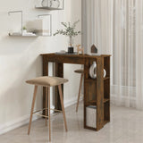 Bar Table with Shelf Smoked Oak 102x50x103.5 cm Engineered Wood - Rear View