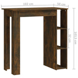Bar Table with Shelf Smoked Oak 102x50x103.5 cm Engineered Wood - Close-Up Angle