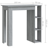 Bar Table with Shelf Grey Sonoma 102x50x103.5 cm Engineered Wood - Close-Up Angle