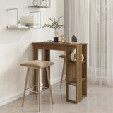 Bar Table with Shelf Brown Oak 102x50x103.5 cm Engineered Wood - Rear View