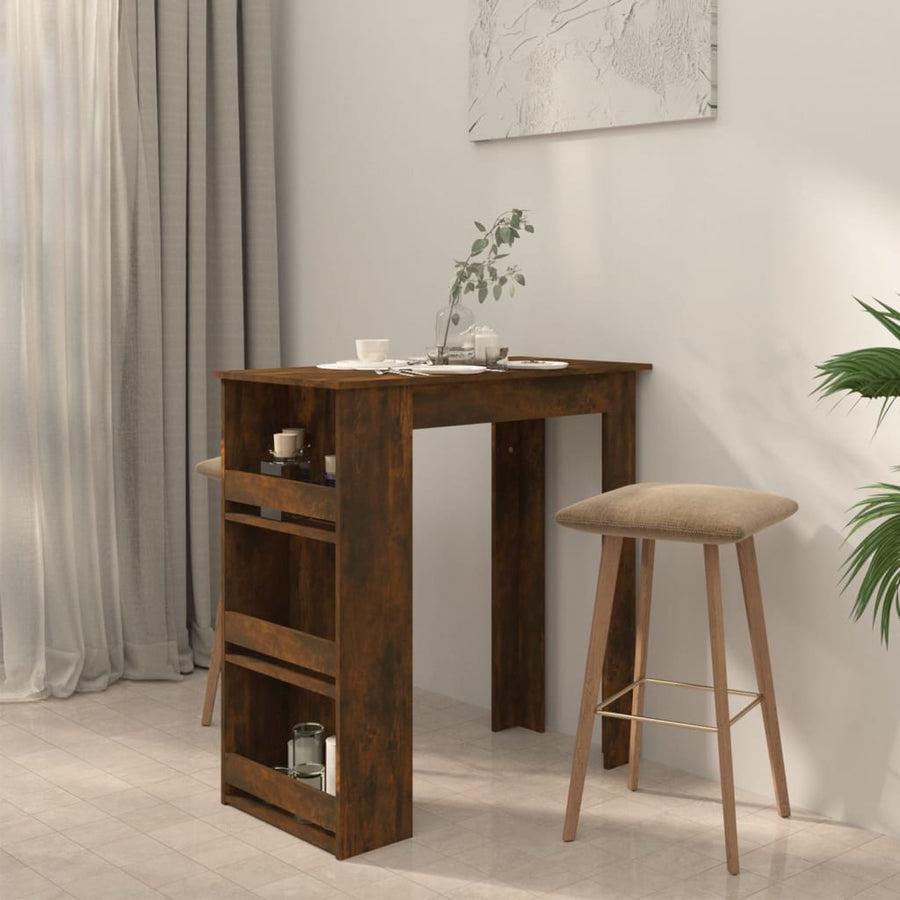 Bar Table with Storage Rack Smoked Oak 102x50x103.5cm