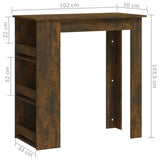 Bar Table with Storage Rack Smoked Oak 102x50x103.5cm Engineered Wood - Close-Up Angle