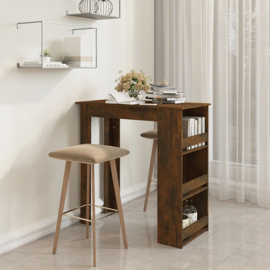 Bar Table with Storage Rack Smoked Oak 102x50x103.5cm