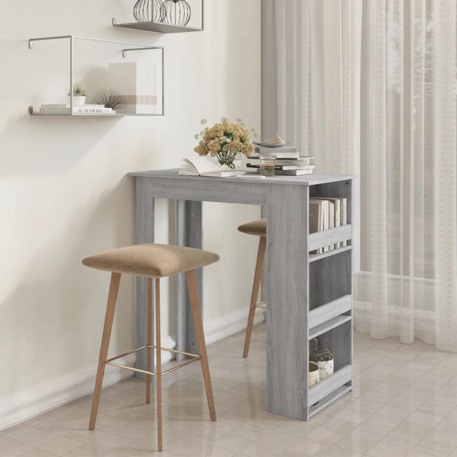 Bar Table with Storage Rack Grey Sonoma 102x50x103.5cm