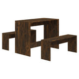 3 Piece Dining Set Smoked Oak Engineered Wood - Front View