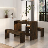 3 Piece Dining Set Smoked Oak Engineered Wood - Side View