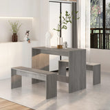 3 Piece Dining Set Grey Sonoma Engineered Wood - Side View