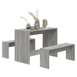 3 Piece Dining Set Grey Sonoma Engineered Wood - Top-Down View