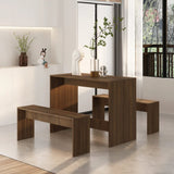 3 Piece Dining Set Brown Oak Engineered Wood - Side View