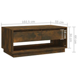Coffee Table Smoked Oak 102.5x55x44 cm Engineered Wood - Extra Image