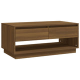 Coffee Table Brown Oak 102.5x55x44 cm Engineered Wood - Front View