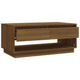 Coffee Table Brown Oak 102.5x55x44 cm Engineered Wood - Side View