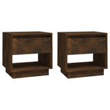 Bedside Cabinets 2 pcs Smoked Oak 45x34x44 cm Engineered Wood - Front View