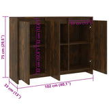 Sideboard Smoked Oak 102x33x75 cm Engineered Wood - Low Angle