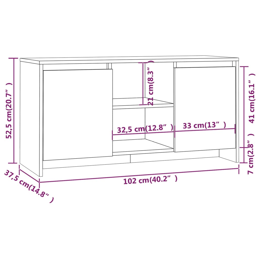 TV Cabinet Brown Oak 102x37.5x52.5 cm Engineered Wood