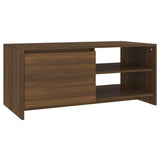 Coffee Table Brown Oak 102x50x45 cm Engineered Wood - Front View