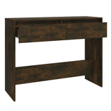 Console Table Smoked Oak 100x35x76.5 cm Engineered Wood - Rear View