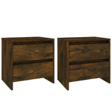 Bedside Cabinets 2 pcs Smoked Oak 45x34.5x44.5 cm Engineered Wood - Front View