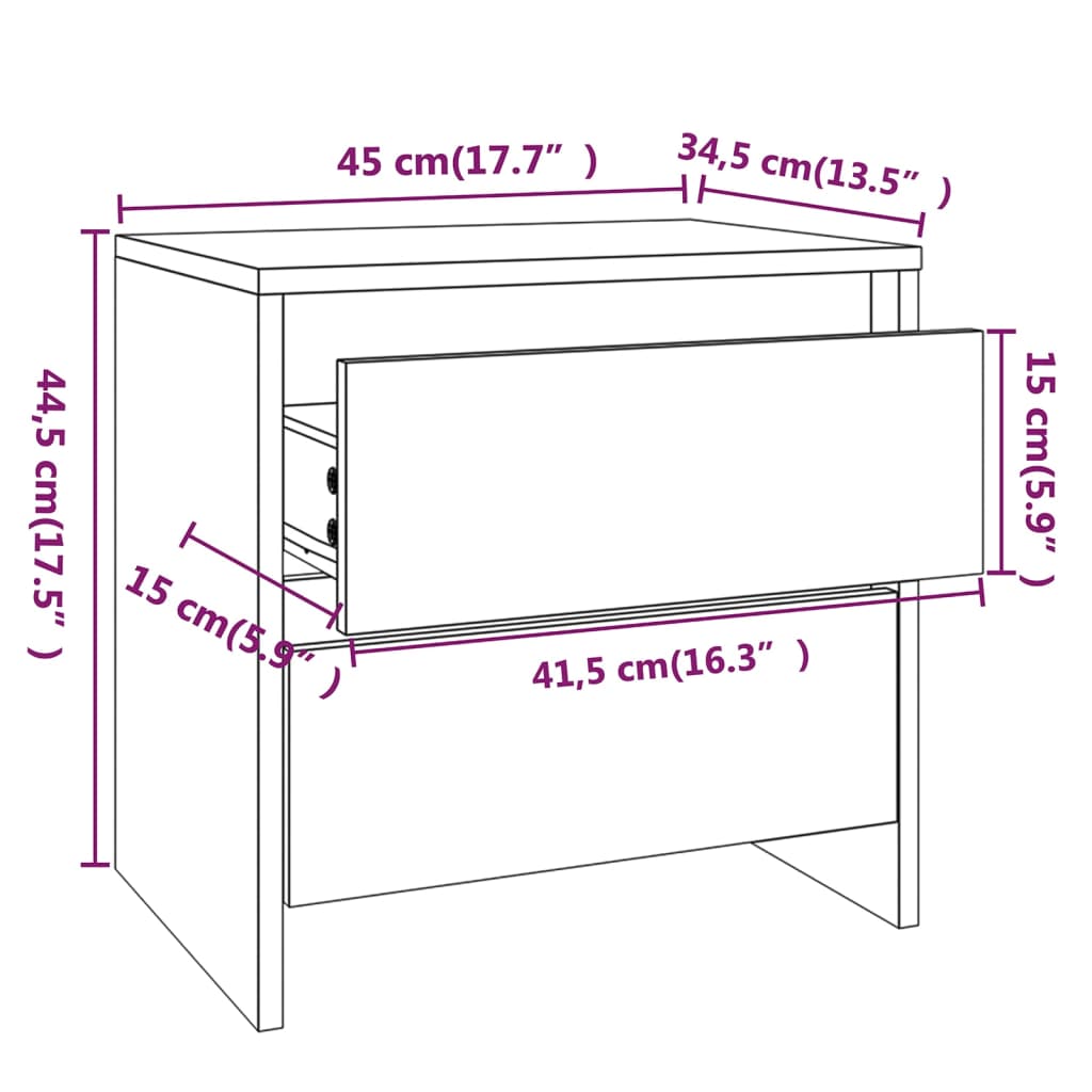Bedside Cabinets 2 pcs Grey Sonoma 45x34.5x44.5 cm Engineered Wood