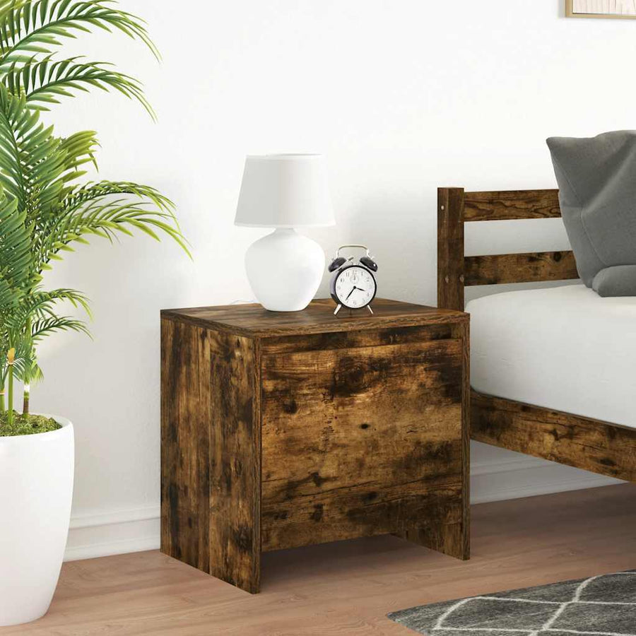 Bedside Cabinet Smoked Oak 45x34x44.5 cm Engineered Wood