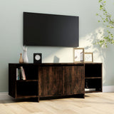 TV Cabinet Smoked Oak 130x35x50 cm Engineered Wood - Side View