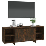 TV Cabinet Smoked Oak 130x35x50 cm Engineered Wood - Top-Down View
