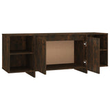 TV Cabinet Smoked Oak 130x35x50 cm Engineered Wood - Rear View