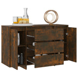 Sideboard with 3 Drawers Smoked Oak 120x41x75 cm Engineered Wood - Side View